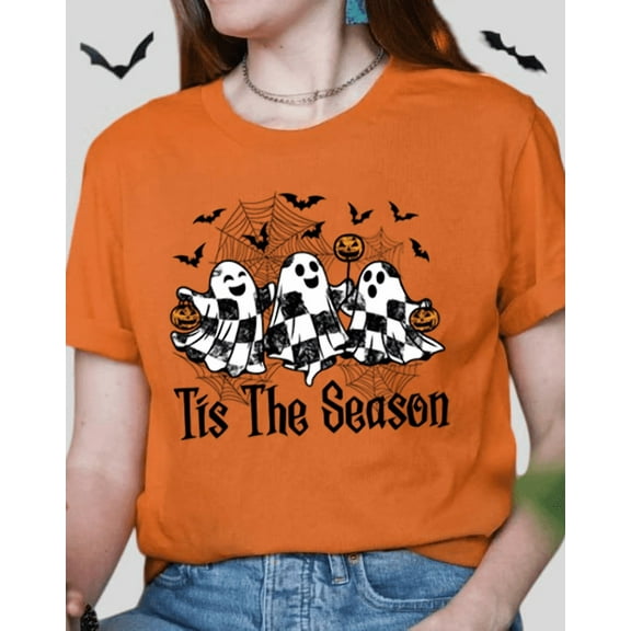 Halloween Unisex Tis The Season Cute Ghost Graphic T-Shirt – Gift for Halloween