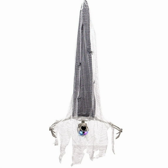 Halloween Upside-Down Skeleton Zombie Hanging Ornament, Spooky Decoration with Multi-Color Glowing Glasses, Battery Operated Prop