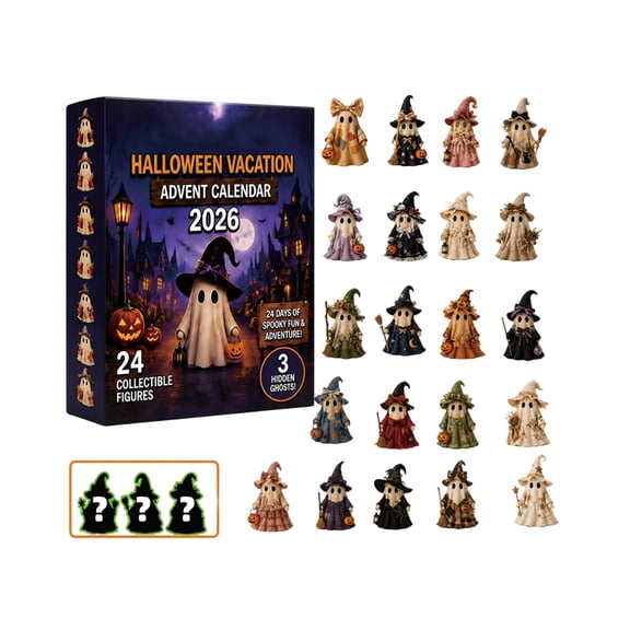 Halloween Vacation Advent Calendar 2026 24 Piece Acrylic Countdown Set with 3 Hidden Collectible Figures for Daily Unboxing Experience