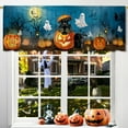 thumbnail image 1 of Halloween Valance Curtain for Kitchen, Halloween Decorations Black Cat Ghost Window Valance for Living Room Bedroom, Blue Valance 18 X 54 Pumpkin Decor Window Treatment Rod Pocket Valances, 1 of 5