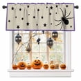 thumbnail image 1 of Halloween Valances for Windows Black Cobweb Window Curtain Rod Pocket Stars Purple Striped Holiday Window Treatment Decor Valances for Kitchen Living Room Bedroom 54x18in, 1 of 7