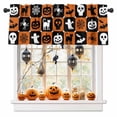 thumbnail image 1 of Halloween Valances for Windows Funny Pumpkin Bat Ghosts Window Curtain Rod Pocket Orange Buffalo Check Holiday Window Treatment Decor Valances for Kitchen Living Room Bedroom 54x18in, 1 of 7
