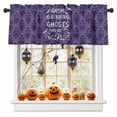 thumbnail image 1 of Halloween Valances for Windows Grimace Spooky Pattern Window Curtain Rod Pocket Purple Ghosts Bat Cobweb Holiday Window Treatment Decor Valances for Kitchen Living Room Bedroom 54x18in, 1 of 7
