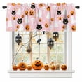 thumbnail image 1 of Halloween Valances for Windows Pink Cute Ghost Pumpkin Window Curtain Rod Pocket Skull Black Cat Holiday Window Treatment Decor Valances for Kitchen Living Room Bedroom 42x12in, 1 of 7