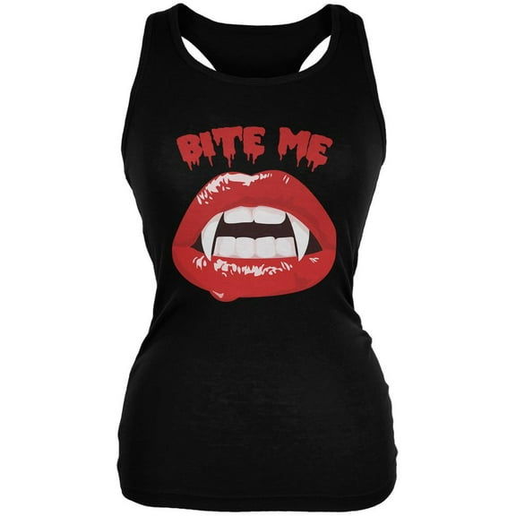 Halloween Vampire Bite Me Black Juniors Soft Tank Top - Medium