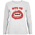 thumbnail image 1 of Halloween Vampire Bite Me White Womens Long Sleeve T-Shirt - Small, 1 of 1
