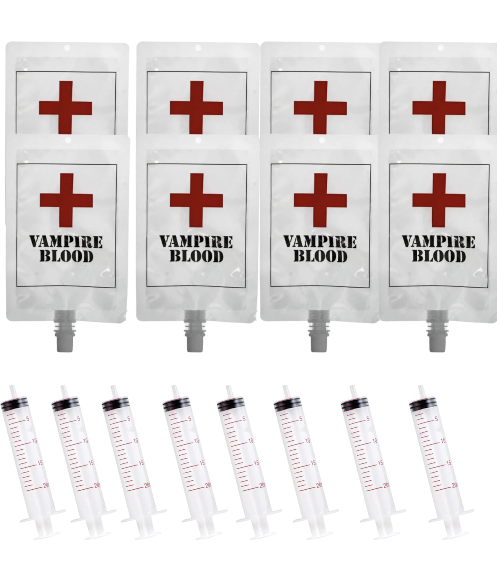 Halloween Vampire Blood Bags & Syringes, 16-Pack, 10oz