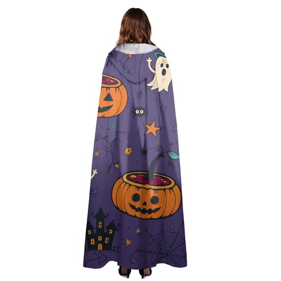 Halloween Vampire Cape Costume Adult Hooded Cloak Full Length Dress Up