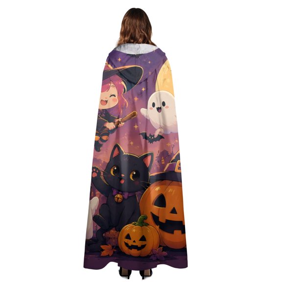 Halloween Vampire Cape Costume Adult Hooded Cloak Full Length Dress Up