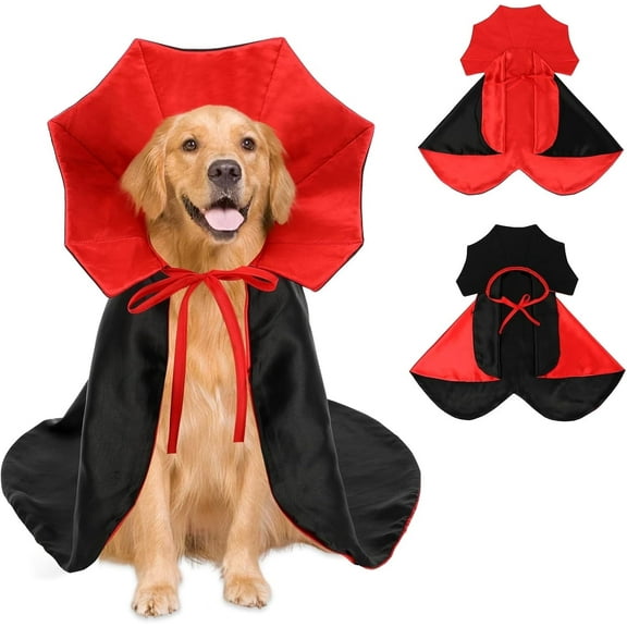 Halloween Vampire Cape, Red and Black, Dog Coat (XL)