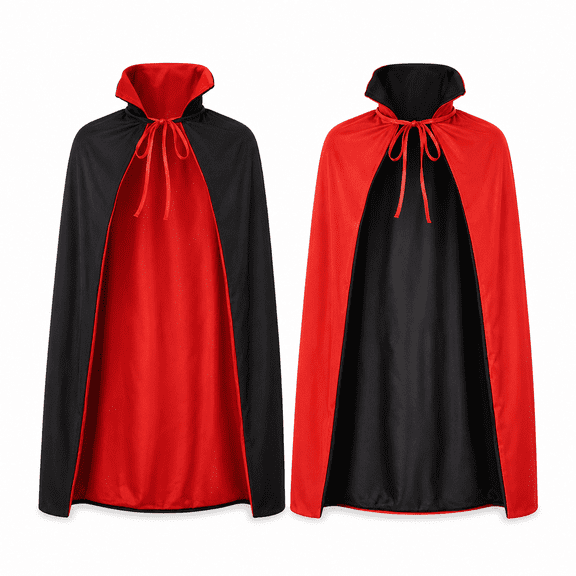 Adult Vampire Cape, Red Halloween Dracula Costume Cloak, Unisex Cape for Men and Women, Size M
