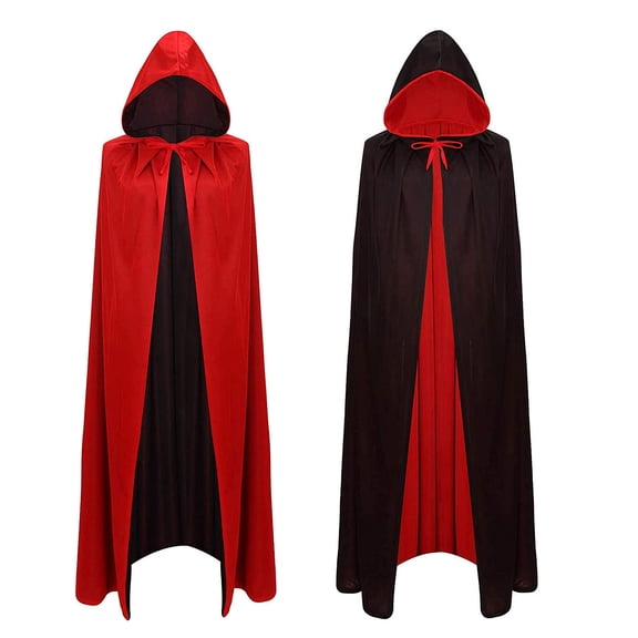 Halloween Vampire Cape with Hood Vampire Costumes for Adults Unisex Vampire Family Costume Accessories for Dracula Party Supplies Red L