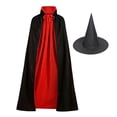 thumbnail image 1 of Vampire Cloak Costume - Adult Halloween Costume - Double-sided Standing Collar Cloak in Black and Red, 1 of 5