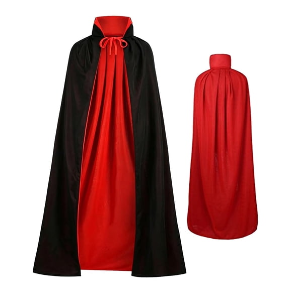 Halloween Vampire Cloak Costume - Adult Halloween Costume - Double-sided Standing Collar Cloak in Black and Red