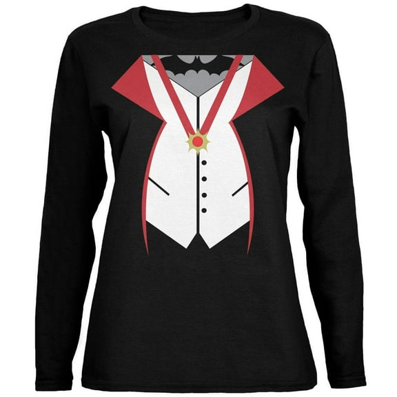 Halloween Vampire Costume Black Womens Long Sleeve T-Shirt - Medium