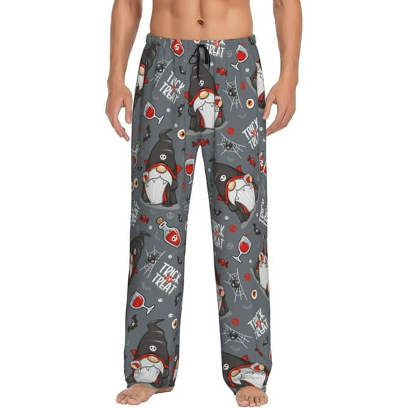 Halloween Vampire Gnome Bat Men'S Pajama Pants Soft Sleep Lounge Pants Pjs Bottoms With Pockets Large