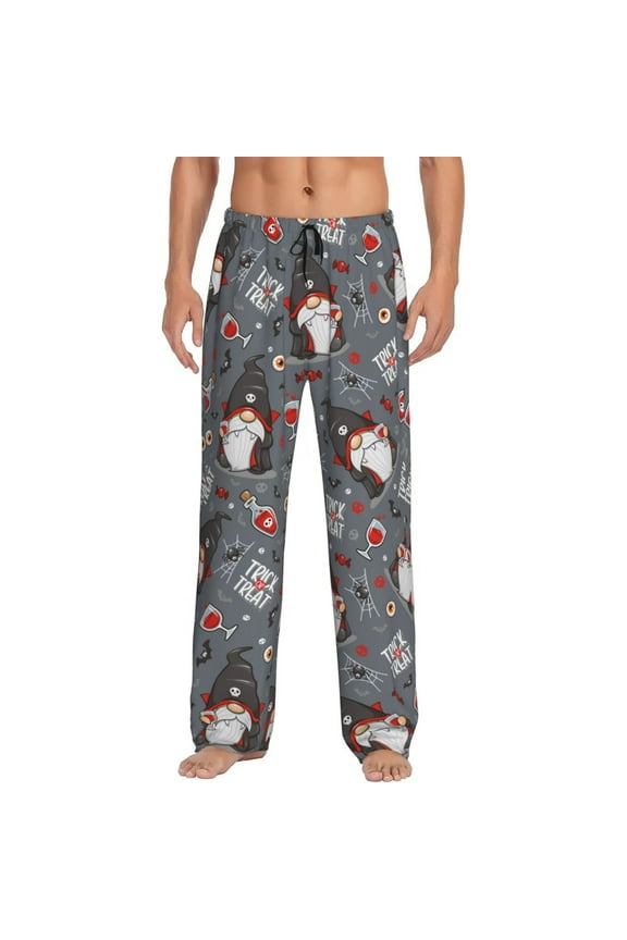 Halloween Vampire Gnome Bat Men'S Pajama Pants Soft Sleep Lounge Pants Pjs Bottoms With Pockets Large