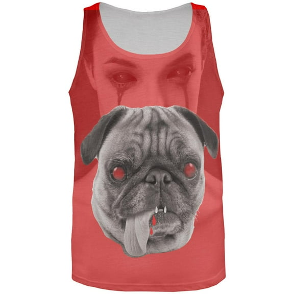 Halloween Vampire Pug All Over Adult Tank Top - Medium