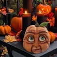 thumbnail image 1 of Halloween Various Expression Pumpkin Ornaments with Strange Attractive for Halloween Party Decorations, Home Tabletops Displays 3.3x2.5Inch Brown, 1 of 5