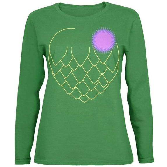 Halloween Vegetable Artichoke Costume Womens Long Sleeve T Shirt Green 2XL