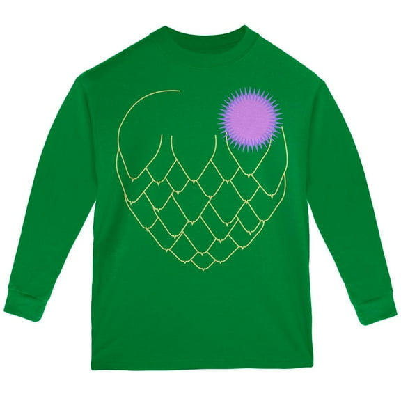 Halloween Vegetable Artichoke Costume Youth Long Sleeve T Shirt Green YSM