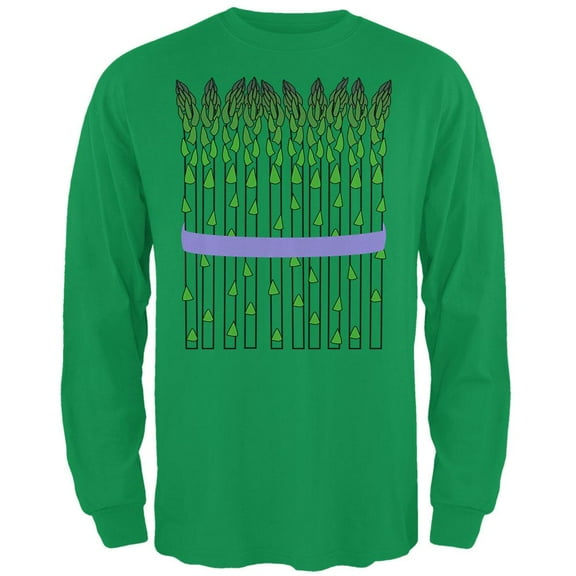 Halloween Vegetable Asparagus Costume Mens Long Sleeve T Shirt Irish Green 3X-LG