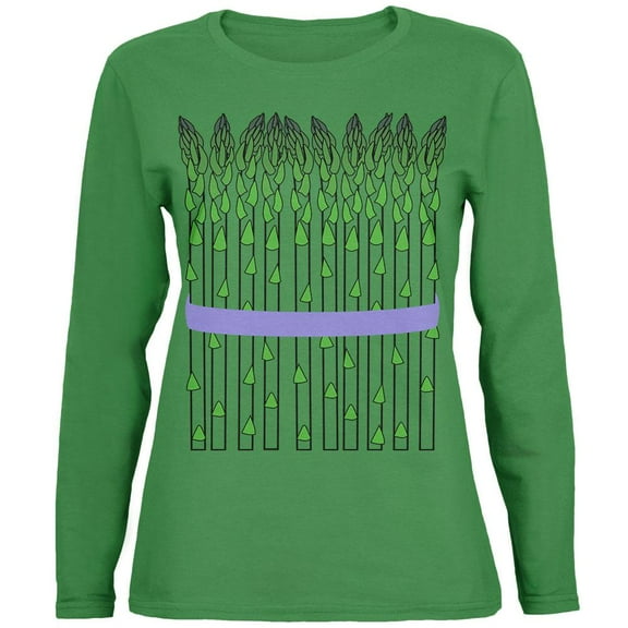 Halloween Vegetable Asparagus Costume Womens Long Sleeve T Shirt Green LG