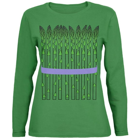 Halloween Vegetable Asparagus Costume Womens Long Sleeve T Shirt Green MD
