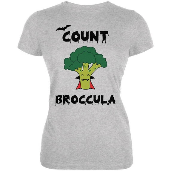 Halloween Vegetable Broccoli Count Broccula Dracula Funny Juniors Soft T Shirt Heather 2XL