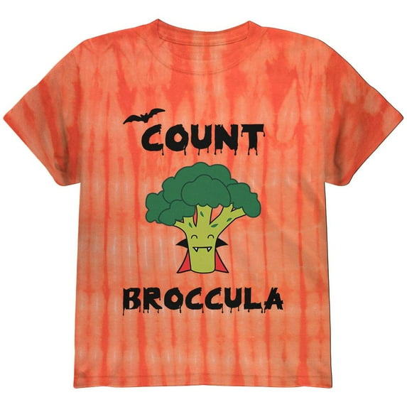 Halloween Vegetable Broccoli Count Broccula Dracula Funny Youth T Shirt Bamboo Orange Tie Dye YSM