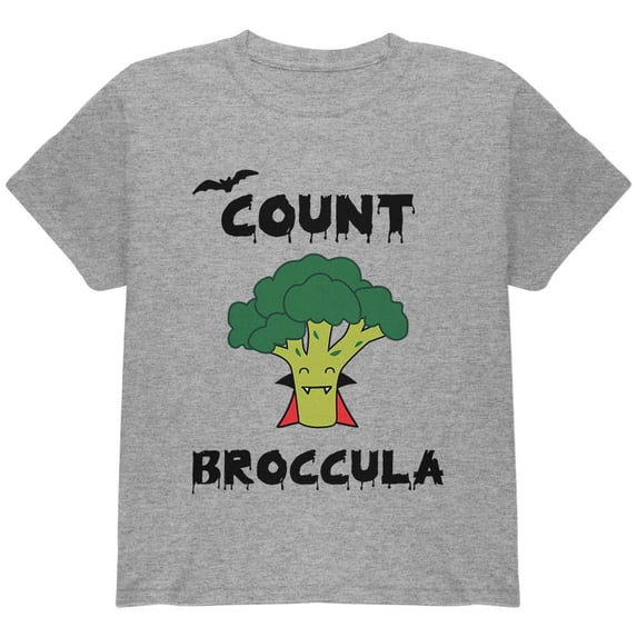 Halloween Vegetable Broccoli Count Broccula Dracula Funny Youth T Shirt Heather YMD