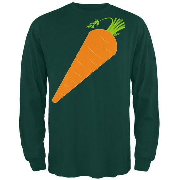 Halloween Vegetable Carrot Costume Mens Long Sleeve T Shirt Forest Green 3X-LG