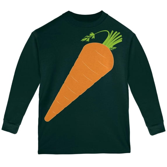 Halloween Vegetable Carrot Costume Youth Long Sleeve T Shirt Forest Green YMD