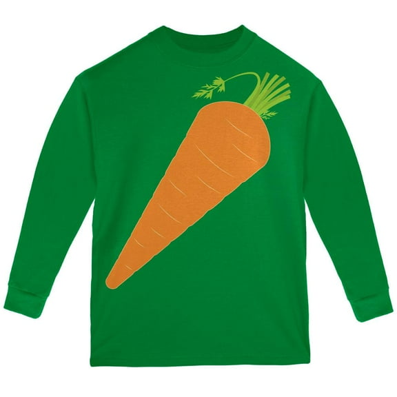 Halloween Vegetable Carrot Costume Youth Long Sleeve T Shirt Green YSM