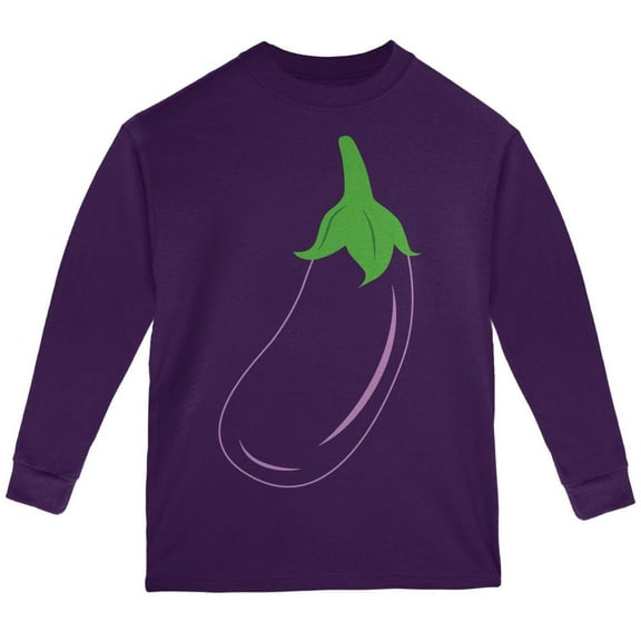 Halloween Vegetable Eggplant Costume Youth Long Sleeve T Shirt Purple YXL