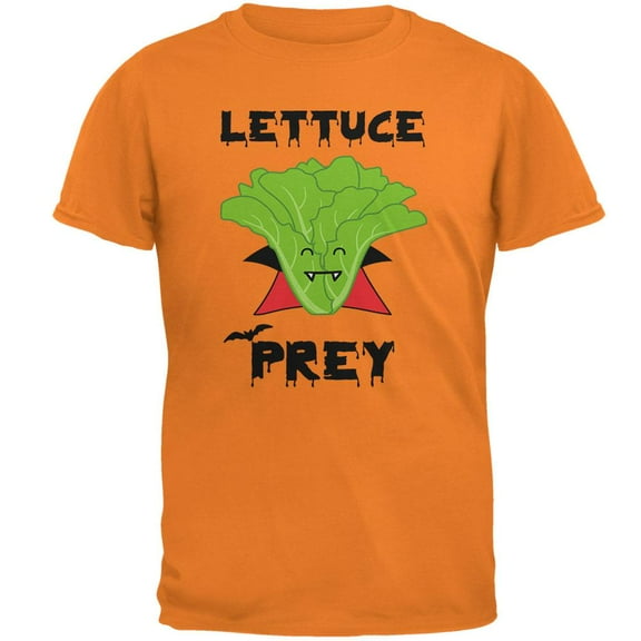 Halloween Vegetable Lettuce Let Us Prey Dracula Funny Mens T Shirt Mandarin Orange SM