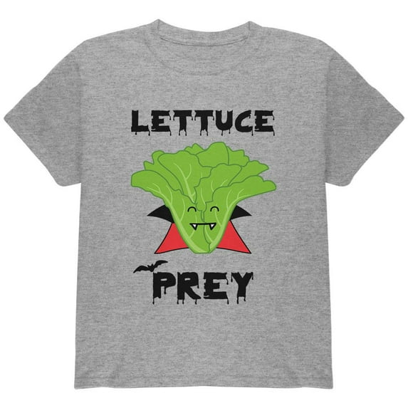 Halloween Vegetable Lettuce Let Us Prey Dracula Youth Long Sleeve T Shirt Storm Grey YSM