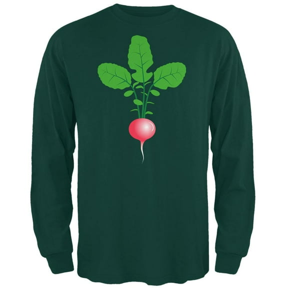Halloween Vegetable Radish Costume Mens Long Sleeve T Shirt Forest Green MD