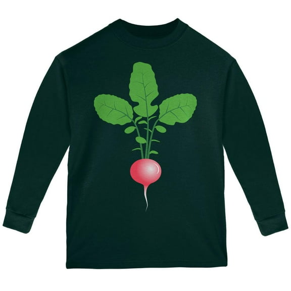 Halloween Vegetable Radish Costume Youth Long Sleeve T Shirt Forest Green YMD