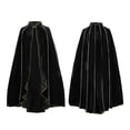 thumbnail image 1 of Halloween Velvet Hooded Cloak, Medieval Wizard Robe,Halloween Costume Adult Stand Collar Cape with retro gold trim and hooded cloak for Halloween performance Party outfit,1 PC Black, 1 of 2