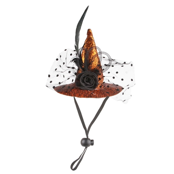Halloween Velvet Pet Witch Wizard Hat, PP Cotton Stereo Adjustable Strap Cap with Star Bell Decor, Lightweight Cosplay Accessory for Cats Rabbits Small Puppy Dogs Masquerade Party Photo Supplies