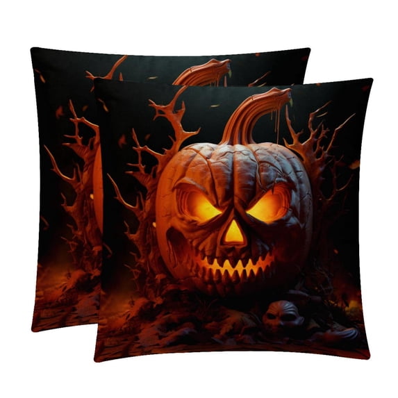 Halloween Velvet Throw Covers Pillows with Unique Patterns - Set of 2 Decorative Pillow Inserts in 16x16, 18x18, 20x20 Inches for Home Decor and More
