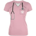 thumbnail image 1 of Halloween Vet Veterinarian Scrubs Costume Juniors Soft T Shirt Pink 2XL, 1 of 1
