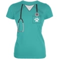 thumbnail image 1 of Halloween Vet Veterinarian Scrubs Costume Juniors Soft T Shirt Teal SM, 1 of 1