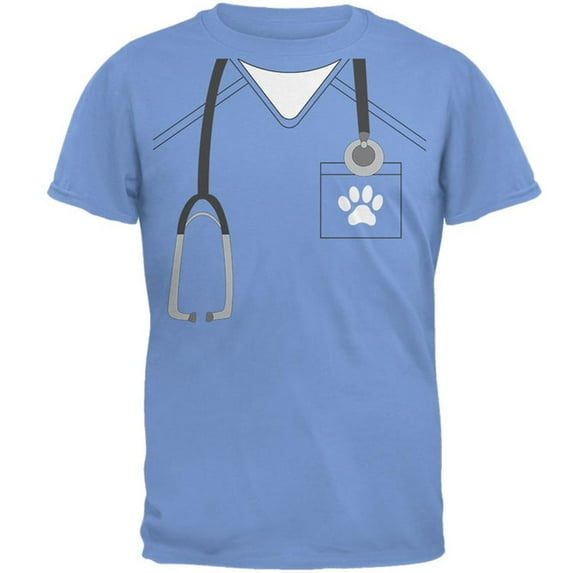 Halloween Vet Veterinarian Scrubs Costume Mens T Shirt Carolina Blue 3X-LG