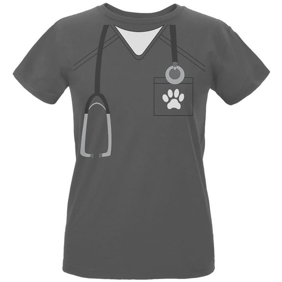Halloween Vet Veterinarian Scrubs Costume Womens Organic T Shirt Charcoal SM
