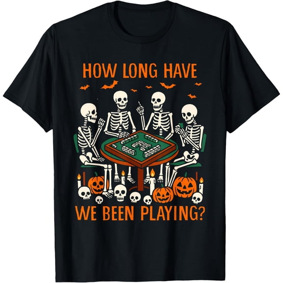 Halloween Vibes Mahjong Lover How Long Have We Been Playing T-Shirt- Classic Holiday Bestsellers This is my halloween costume shirt Unisex 100% Cotton T-Shirt Breathable Casual Everyday Wear Affordab