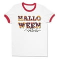 thumbnail image 1 of Halloween Vibes Ringer Tee Shirt Unisex Small White/Red, 1 of 5