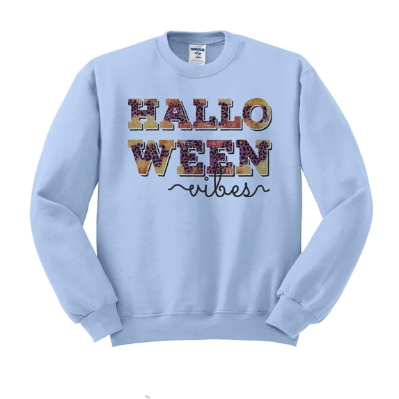 Halloween Vibes Sweatshirt Unisex Large Light Blue