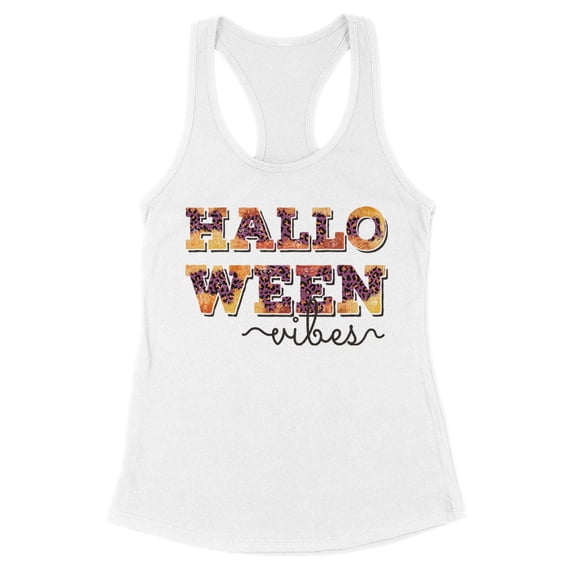 Halloween Vibes Tank Top Fitted Racerback Women's Large White
